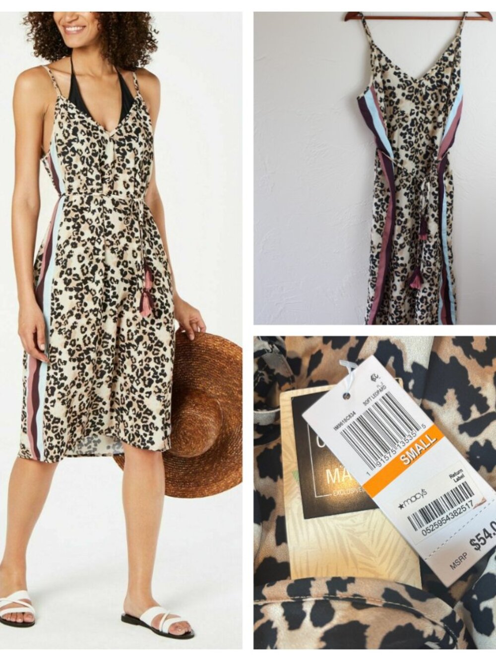 Miken Leopard Swimsuit Cover Up Dress Black Small NWT